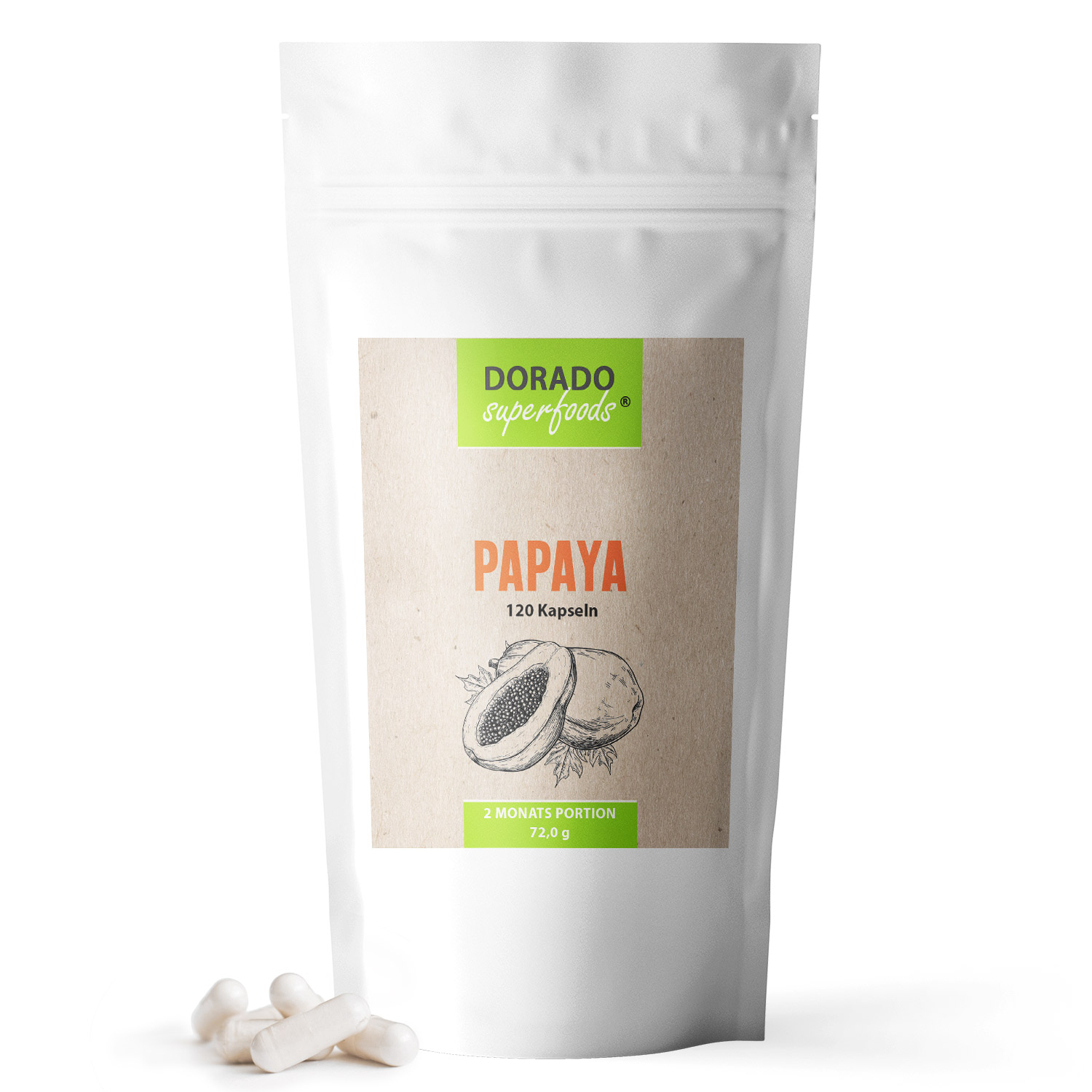 Papaya 10:1 Extrakt Kapseln - 120 x Stück | 1000 mg Tagesportion - 2 Monatspackung